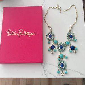 Lilly Pulitzer Dew Drop Necklace. Blue/teal/gold.
